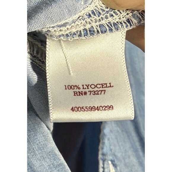 SO Womens Chambray Button Up Shirt XS Blue Lyocell Casual Lightweight - Picture 13 of 13